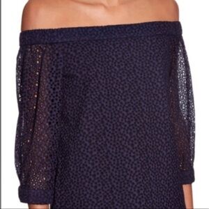 Tibi Eyelet Off Shoulder Top